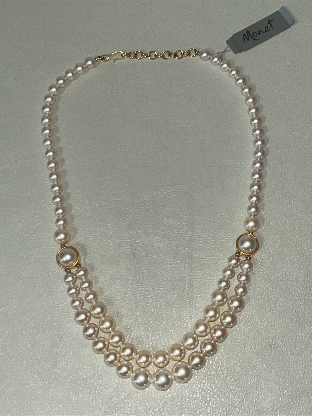 Monet Ivory Pearl Triple-Strand Necklace with Gold-tone Accents